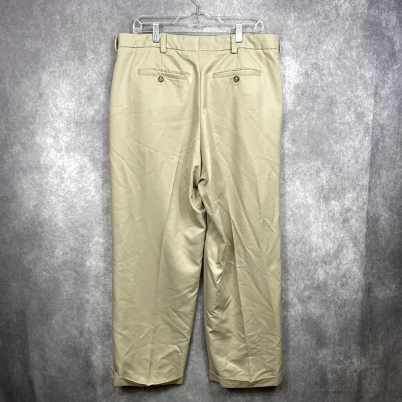 IZOD Golf Pants 36x32 Beige/Tan Fits (36x29) Performance Outdoors Pleated - Picture 2 of 9